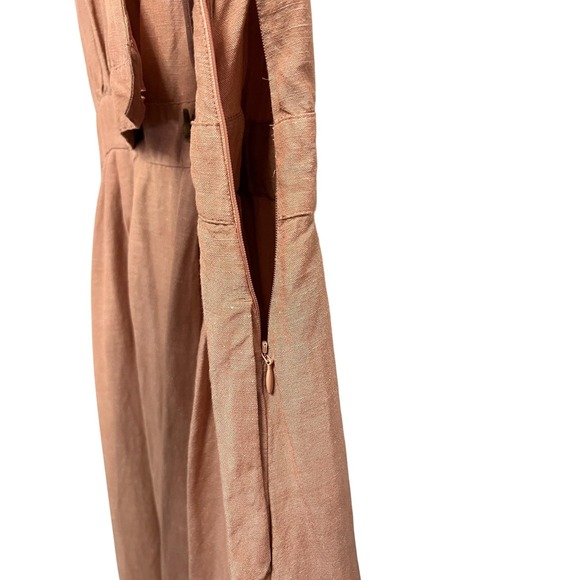 Madewell Maxi Dress Womens 0 Pink Linen Blend Wrap V-Neck Sleeveless Pockets - Picture 6 of 12